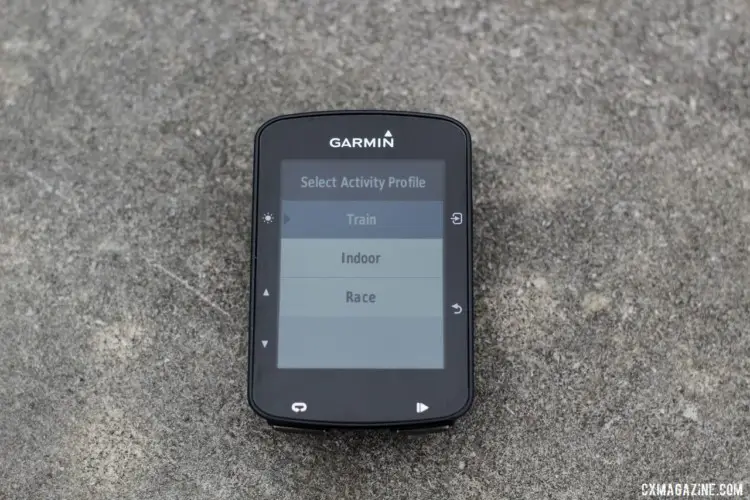 The Edge 520 Plus offers three profiles with their own settings. Garmin Edge 520 Plus Cycling Computer. © Z. Schuster / Cyclocross Magazine