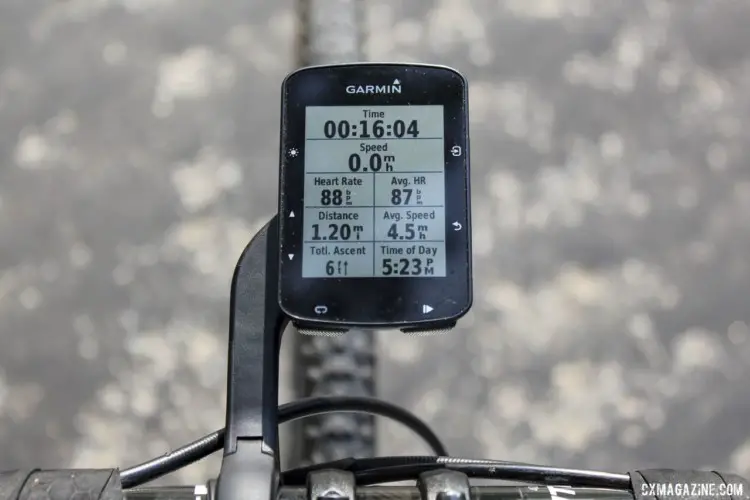 Eight data fields were relatively easy to read on the Edge 520 Plus. Garmin Edge 520 Plus Cycling Computer. © Z. Schuster / Cyclocross Magazine