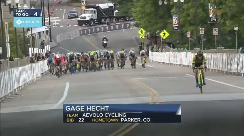 Gage Hecht and a bunch of guys. photo USAC live stream