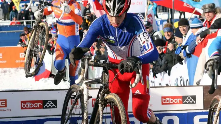 Julian Alaphilippe on his way to a silver medal at the 2010 Cyclocross World Championships in Tabor. © B. Hazen / Cyclocross Magazine