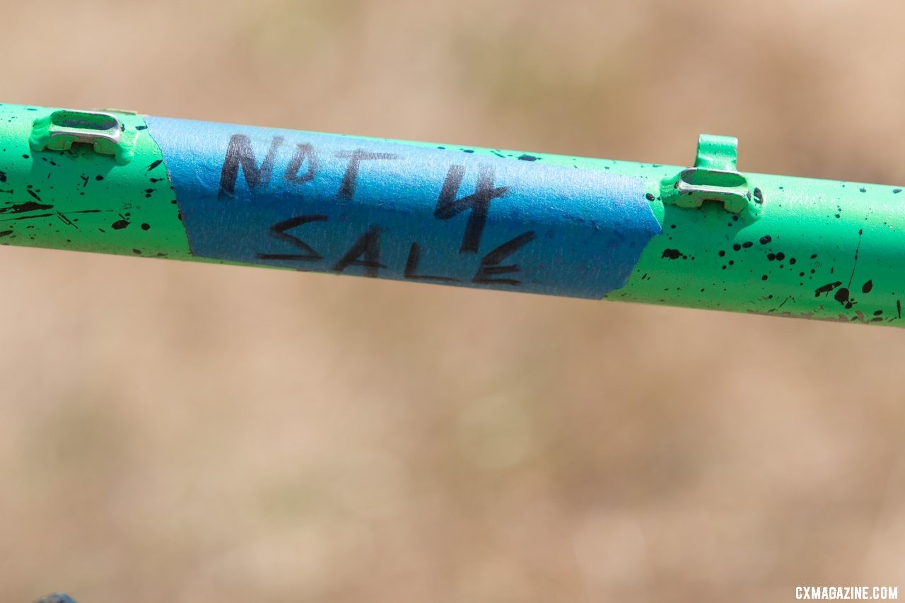 Kell McKenzie participated in the bike swap the day before, and had to make sure nobody walked off his soon-to-be 2019 Tracklocross Nationals-winning Squid fixed gear. © A. Yee / Cyclocross Magazine