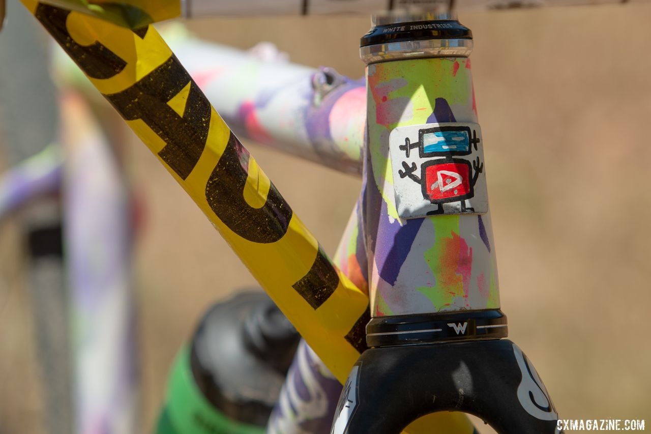 Runnels' custom head badge made its way onto her Tracklocross bike. Sammi Runnels' 2019 Tracklocross Nationals Squid fixed gear cyclocross bike. © A. Yee / Cyclocross Magazine