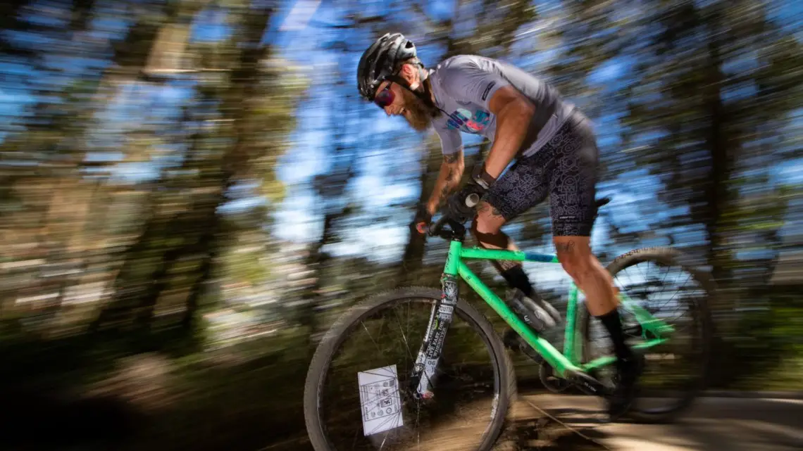 Kell Mackenzie started with BMX racing and parlayed those skills to all types of one-gear racing success. 2019 Tracklocross Nationals. © A. Yee / Cyclocross Magazine