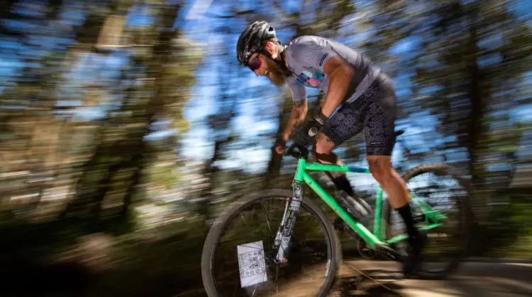 Kell Mackenzie started with BMX racing and parlayed those skills to all types of one-gear racing success. 2019 Tracklocross Nationals. © A. Yee / Cyclocross Magazine