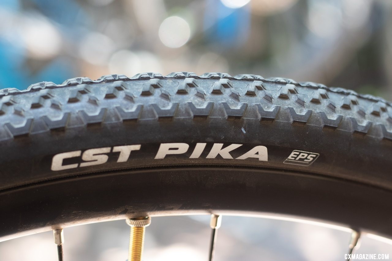 Our Wilier Triestina Jena carbon gravel bike came with non-tubeless CST Pika wire bead tires. The tread was grippy in loose conditions, but the Shimano wheels are not tubeless compatible. © A. Yee / Cyclocross Magazine