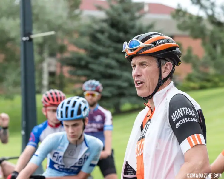 Head coach Geoff Proctor gives instruction. 2019 Men's Montana Cross Camp. © Tom Robertson
