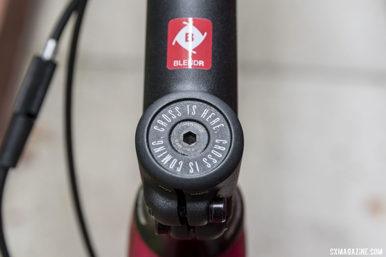 The popular social media hashtags related to cyclocross adorn the head tube cap. 2020 Trek Crockett Cyclocross Bike. © C. Lee / Cyclocross Magazine