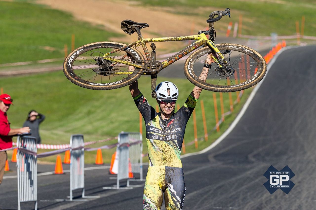 New Aussie National Champ Peta Mullens celebrates her Day 1 win. 2019 MELGPCX Day 1, Melbourne, Australia. © Ernesto Arriagada