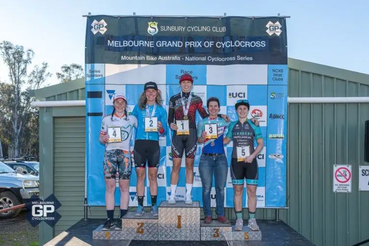 Women's Day 1 podium. 2019 MELGPCX Day 1, Melbourne, Australia. © Ernesto Arriagada