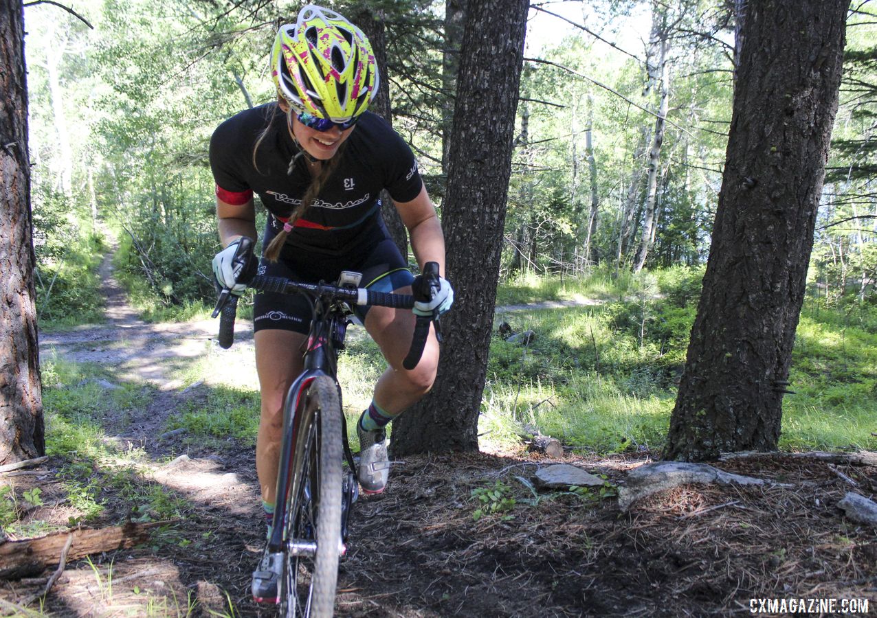 Ellie Mitchell gives the Sven Hill a go. 2019 Women's MontanaCrossCamp. © Z. Schuster / Cyclocross Magazine