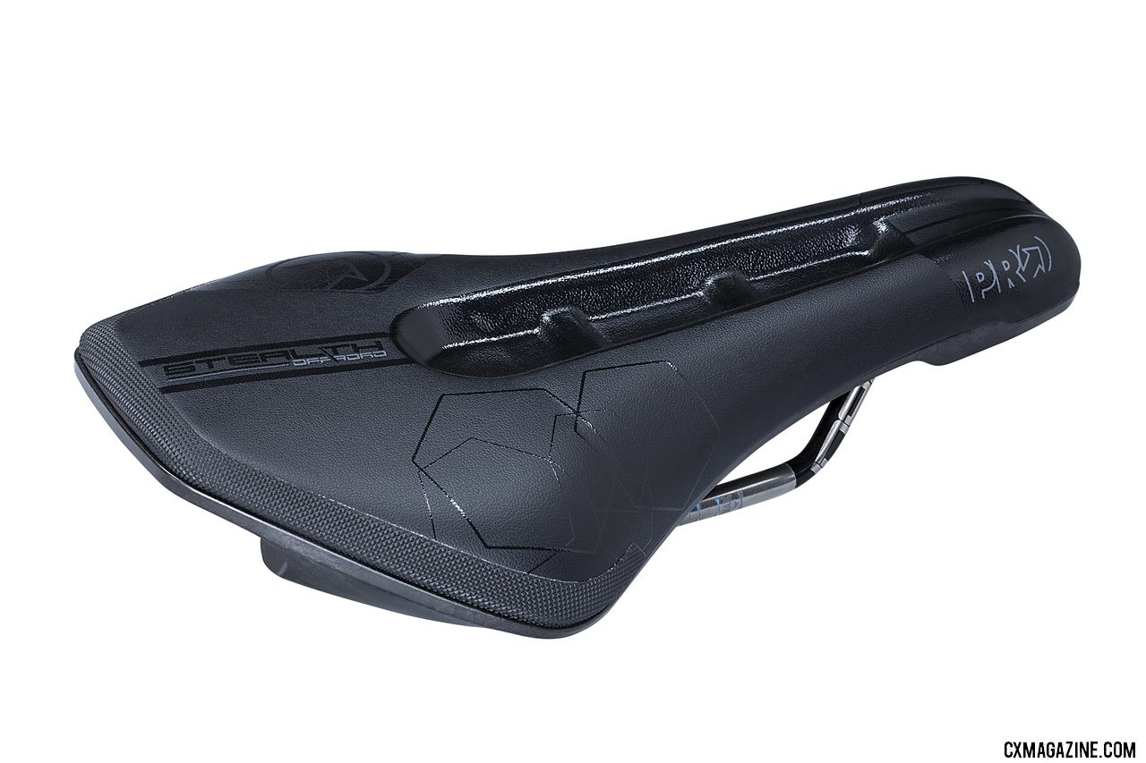 The new PRO offroad version of the Stealth saddle uses stainless steel rails, dual density paddings, a closed cut-out and armored rear edge. photo: Shimano