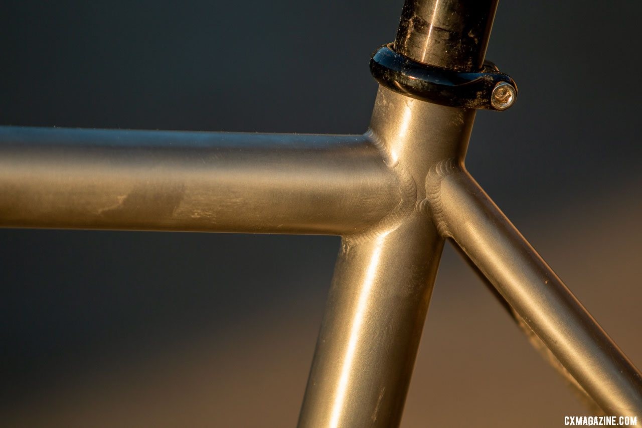There's nothing to hide the workmanship of the Merlin Sandstone titanium gravel bike. © Cyclocross Magazine