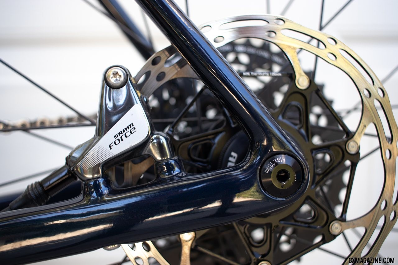 Flat mount Force 1 HRD disc brakes. Noble Bikes carbon GX5 gravel bike. © A. Yee / Cyclocross Magazine