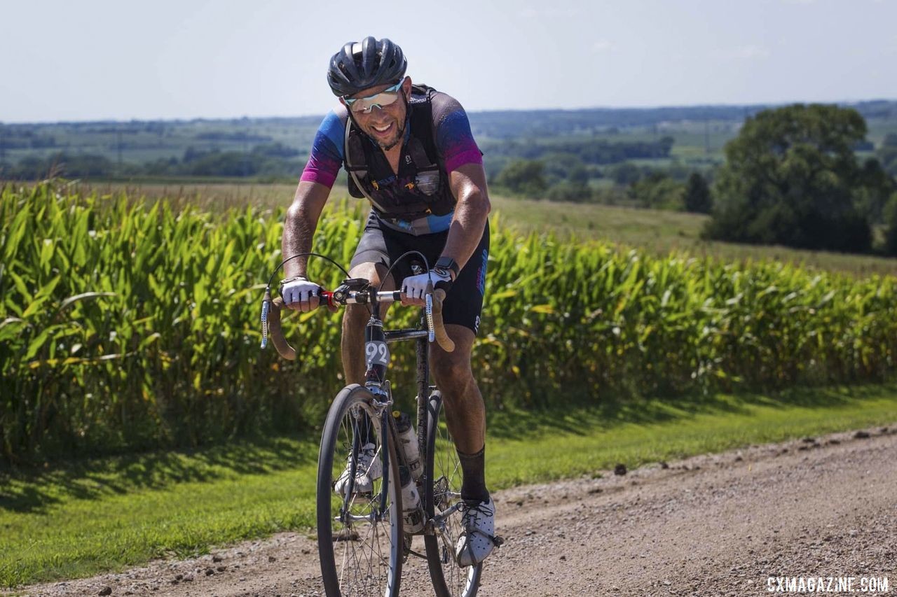 Greg Vaught won the Vintage race at the 2019 Gravel Worlds. © Venny Aulb 