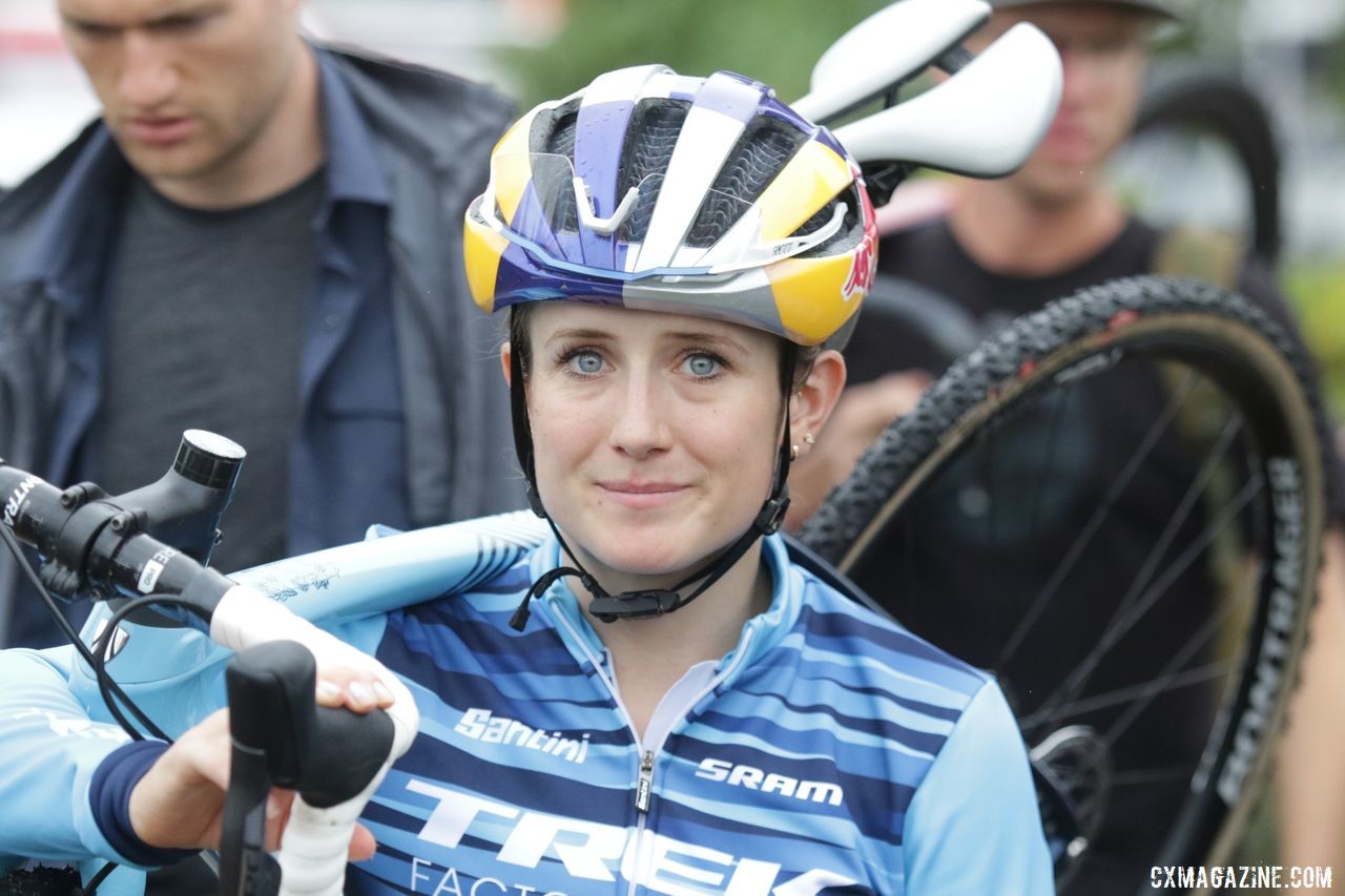 Ellen Noble shoulders her bike while heading to the start grid. The mud would come soon enough. Faces of the 2019 Trek CX Cup weekend. © D. Mable / Cyclocross Magazine