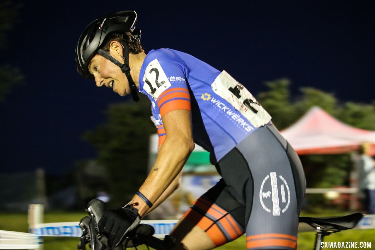 Corey Coogan Cisek races under the lights at Jingle Cross. © Jeff Corcoran