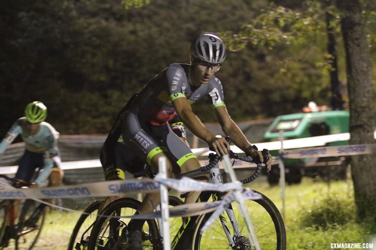 Loockx pushed the pace early. 2019 Jingle Cross Friday Night Elite Men. © D. Mable / Cyclocross Magazine