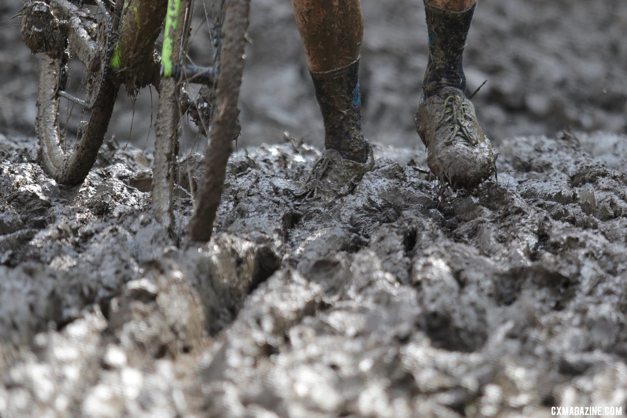 The skies opened Saturday night and gifted racers with mud on Sunday. 2019 Jingle Cross Sunday UCI C1, Elite Men. © D. Mable / Cyclocross Magazine