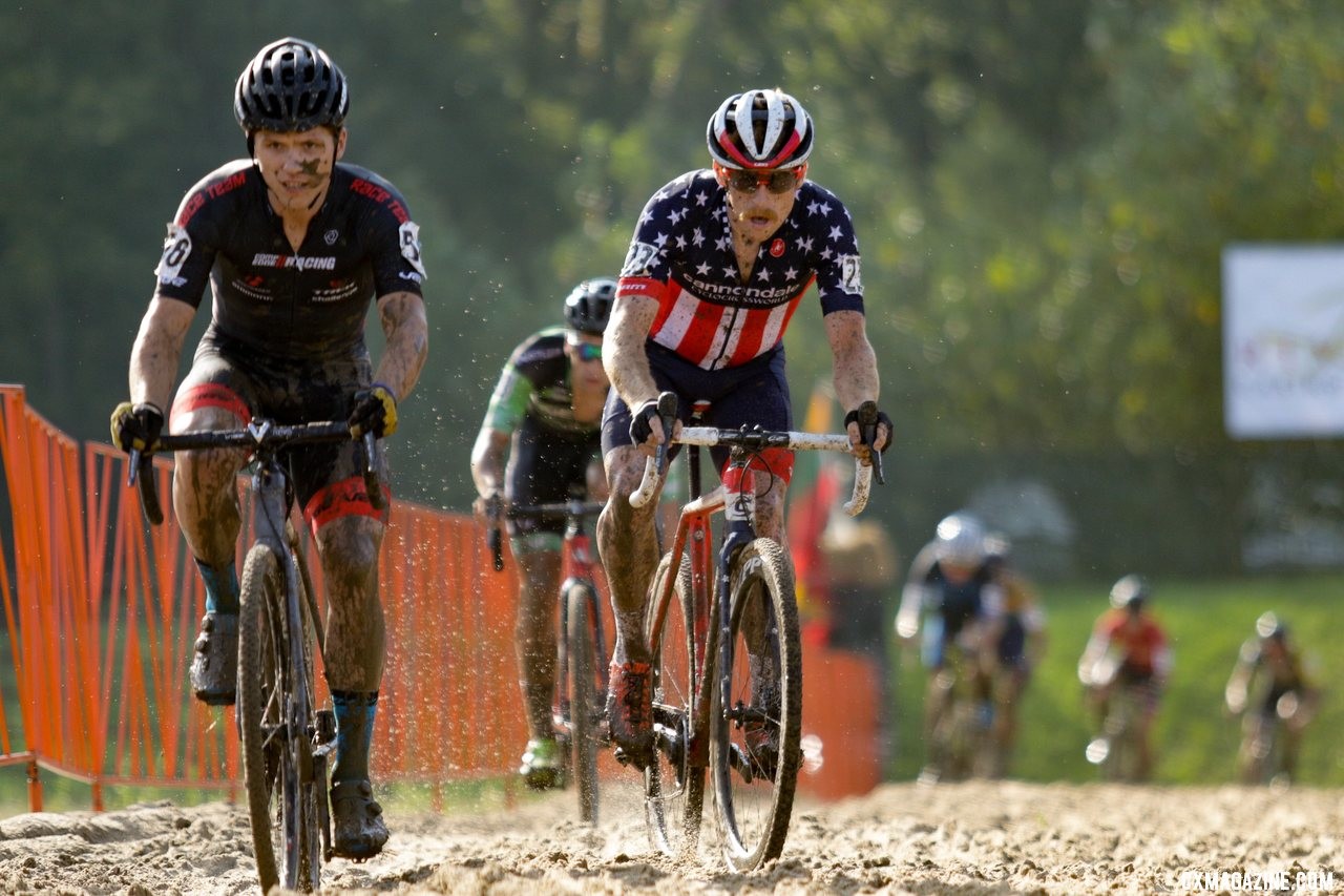Stephen Hyde follows Jacob LeBlanc. © D. Mable / Cyclocross Magazine