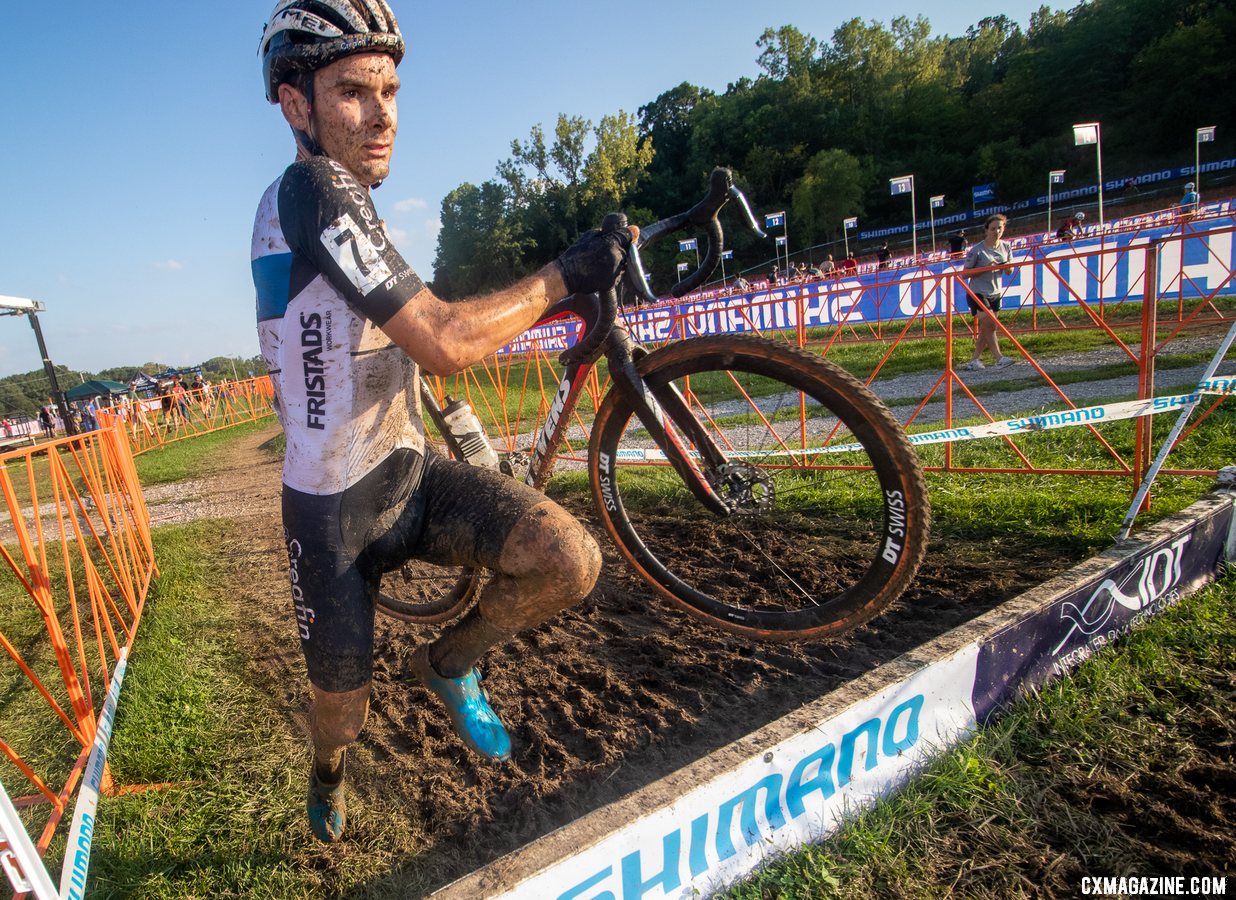 Gianni Vermeersch went solo and held his lead to take the C1 win. 2019 Jingle Cross Sunday UCI C1, Elite Men. © A. Yee / Cyclocross Magazine