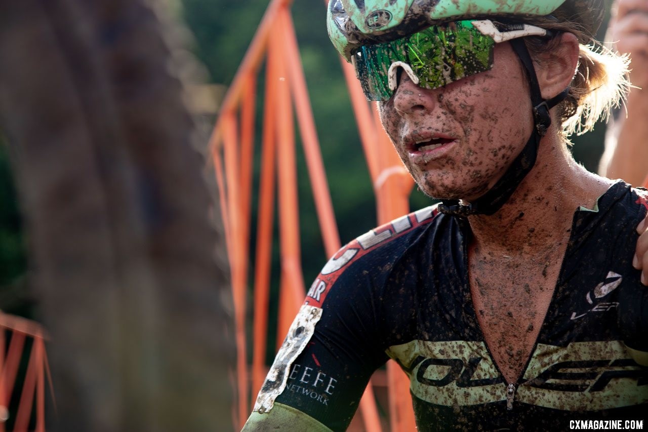 Mud, asthma or flat tires can't damper Nolan's enthusiasm for cyclocross. On Sunday, Nolan battled mud and asthma to a top-20 finish. 2019 Jingle Cross. © A. Yee / Cyclocross Magazine