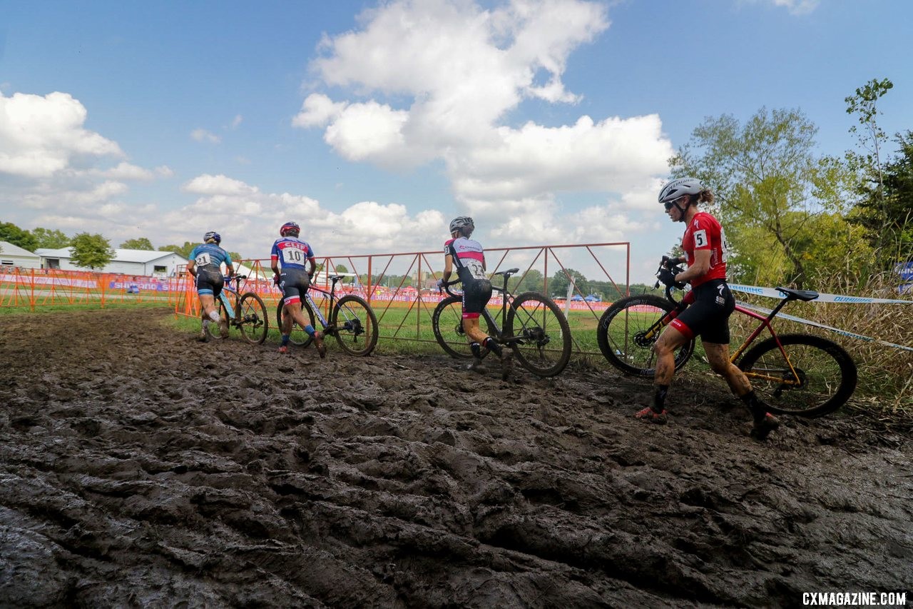 The leading four, lap two. 2019 Jingle Cross Sunday UCI C1, Elite Women. © D. Mable / Cyclocross Magazine
