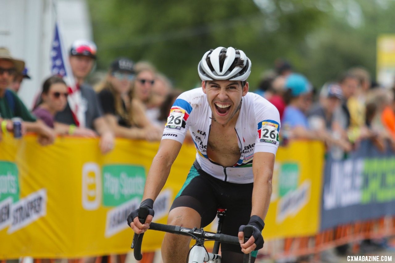 Curtis White is happy with his finish. 2019 Jingle Cross World Cup, Elite Men. © D. Mable / Cyclocross Magazine