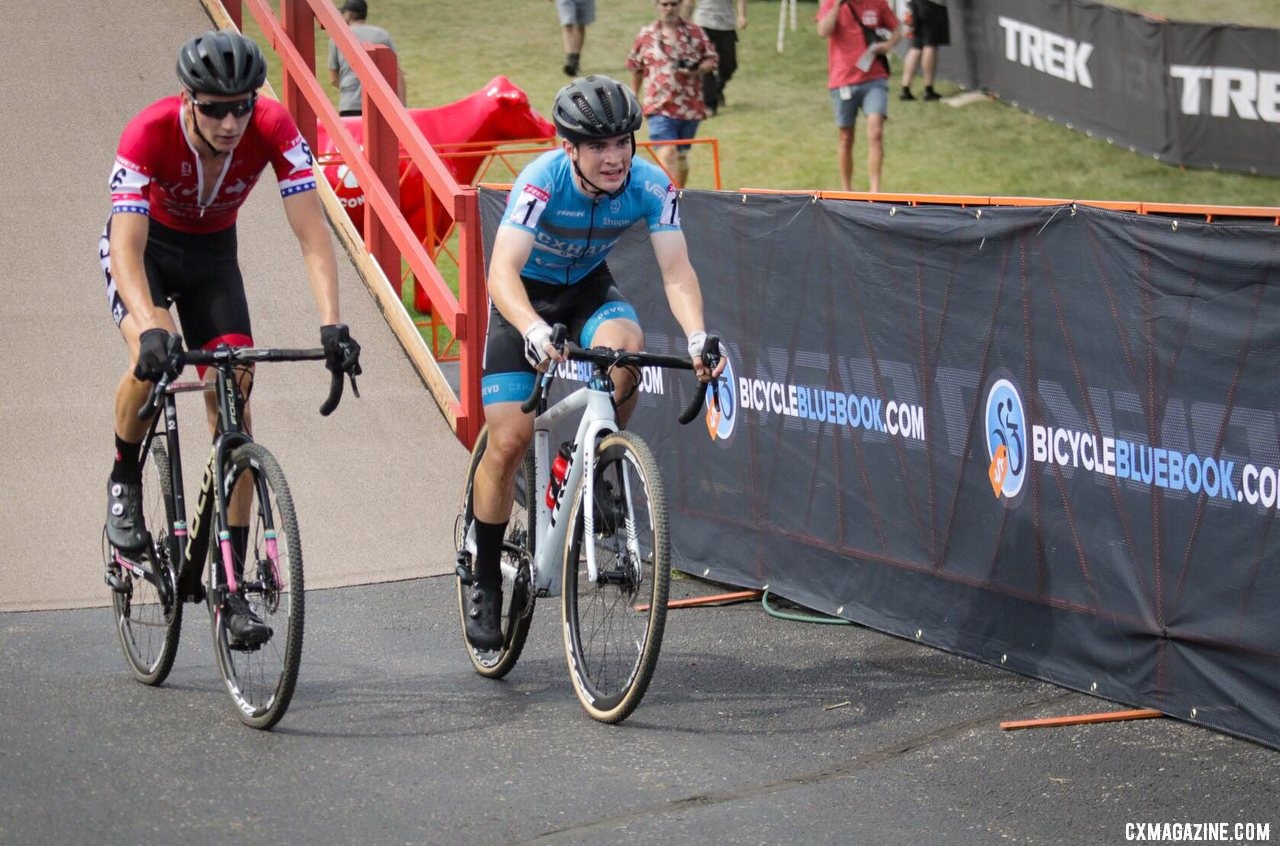 Nicker Carter and Andrew Strohmeyer chase Thibau Nys. 2019 Trek CX Cup. © D. Mable / Cyclocross Magazine