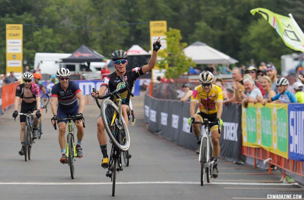 Thibau Nys puts on a show on his way to the UCI Junior Men's win at the 2019 Trek CX Cup. © D. Mable / Cyclocross Magazine