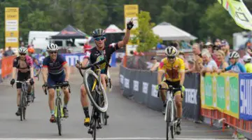 Thibau Nys puts on a show on his way to the UCI Junior Men's win at the 2019 Trek CX Cup. © D. Mable / Cyclocross Magazine