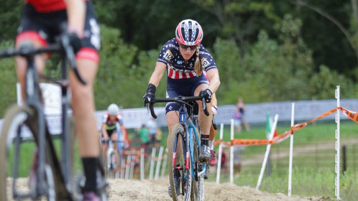 Katie Compton suffered in the heat to finish 22nd. 2019 Jingle Cross World Cup, Elite Women. © D. Mable / Cyclocross Magazine