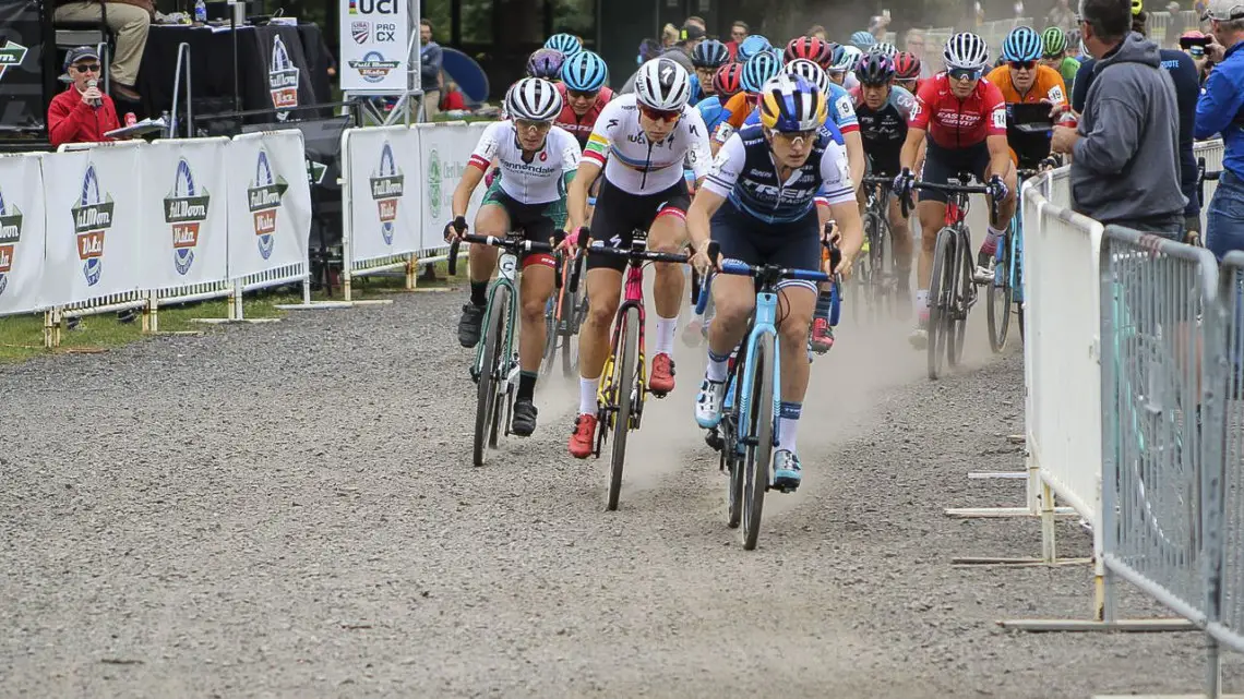 Ellen Noble took the holeshot on Saturday. 2019 Rochester Cyclocross Day 1. © Z. Schuster / Cyclocross Magazine