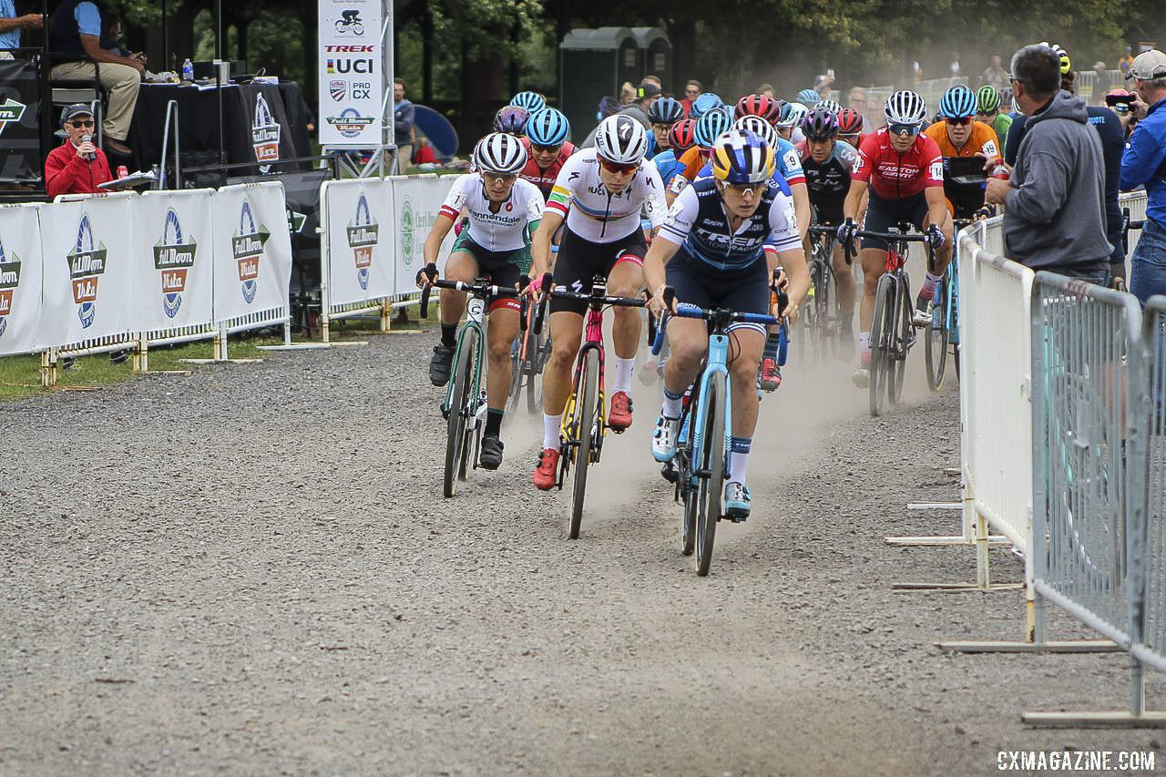 Ellen Noble took the holeshot on Saturday. 2019 Rochester Cyclocross Day 1. © Z. Schuster / Cyclocross Magazine