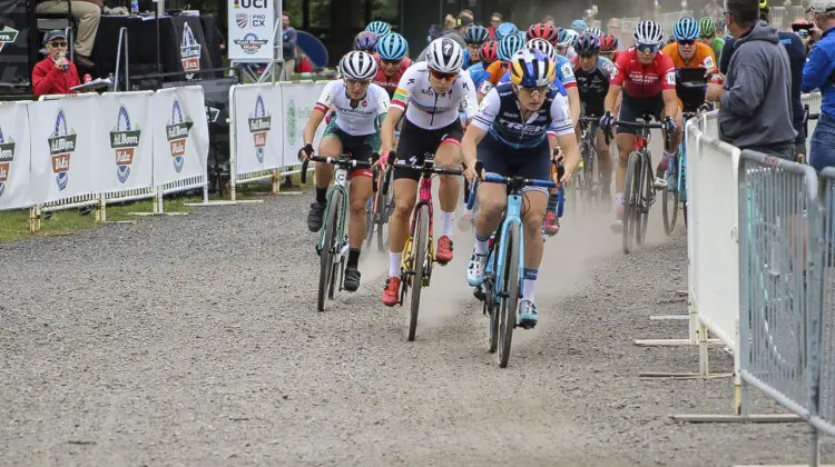 Ellen Noble took the holeshot on Saturday. 2019 Rochester Cyclocross Day 1. © Z. Schuster / Cyclocross Magazine