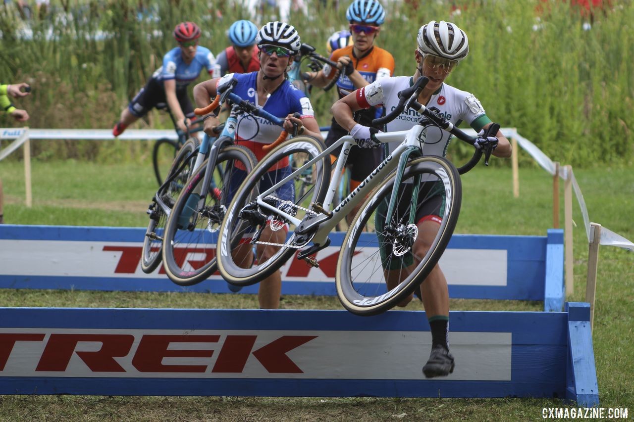 Half a lap in, Keough and others were chasing Rochette. 2019 Rochester Cyclocross Day 2. © Z. Schuster / Cyclocross Magazine