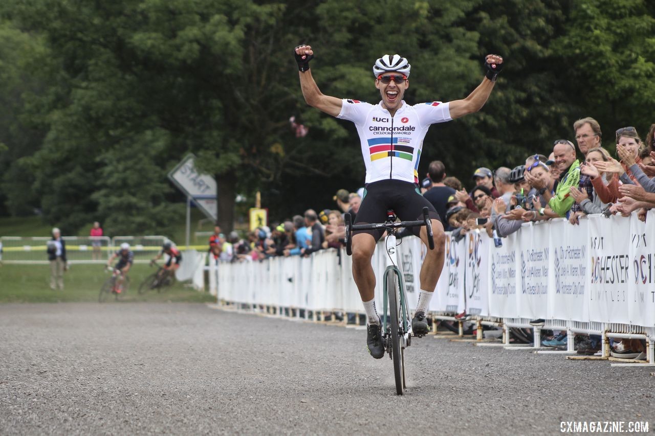 Curtis White flexed his long game on Sunday. 2019 Rochester Cyclocross Day 2. © Z. Schuster / Cyclocross Magazine