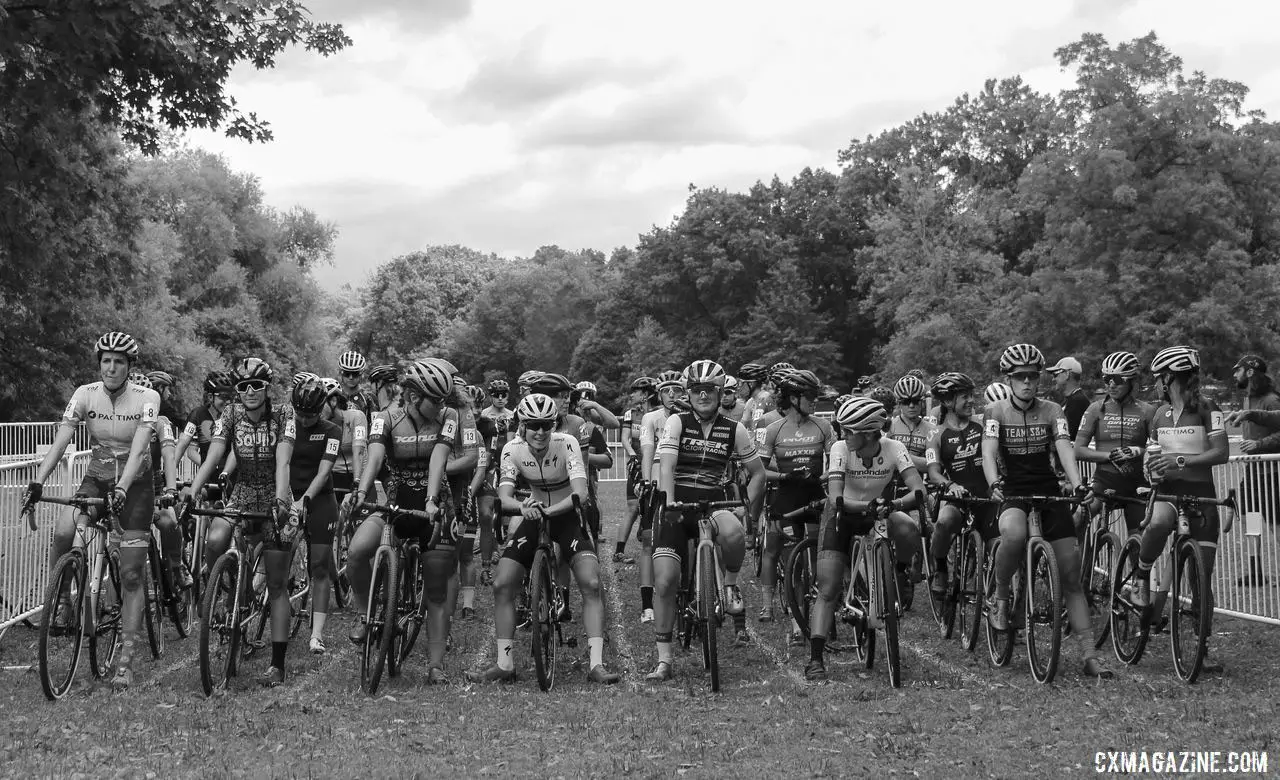 The Elite Women stand ready to start the season's C1 racing on Saturday. 2019 Rochester Cyclocross Day 1, Saturday. © Z. Schuster / Cyclocross Magazine