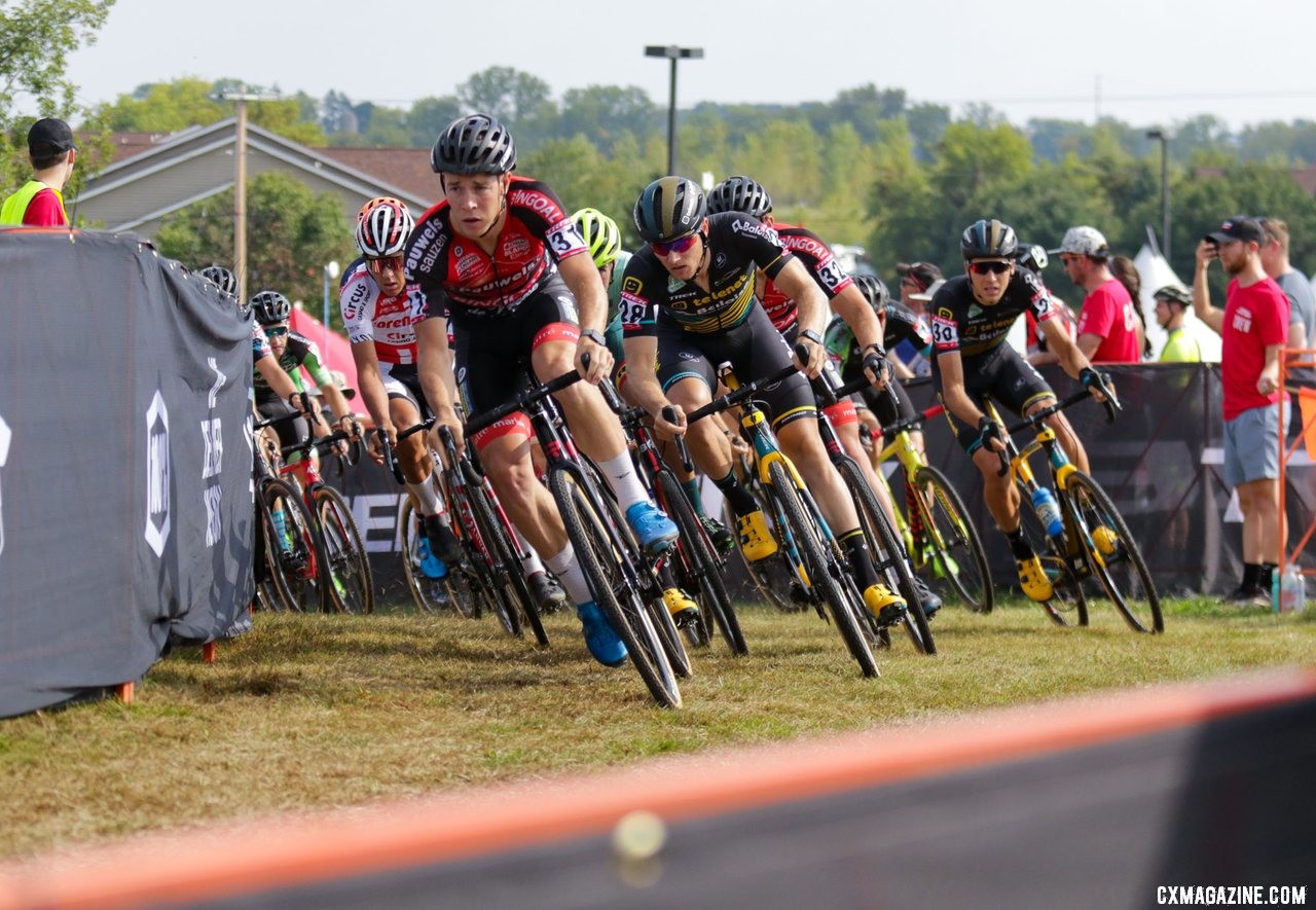 Laurens Sweeck leads out the holeshot. Elite Men, 2019 Trek CX Cup. © D. Mable / Cyclocross Magazine