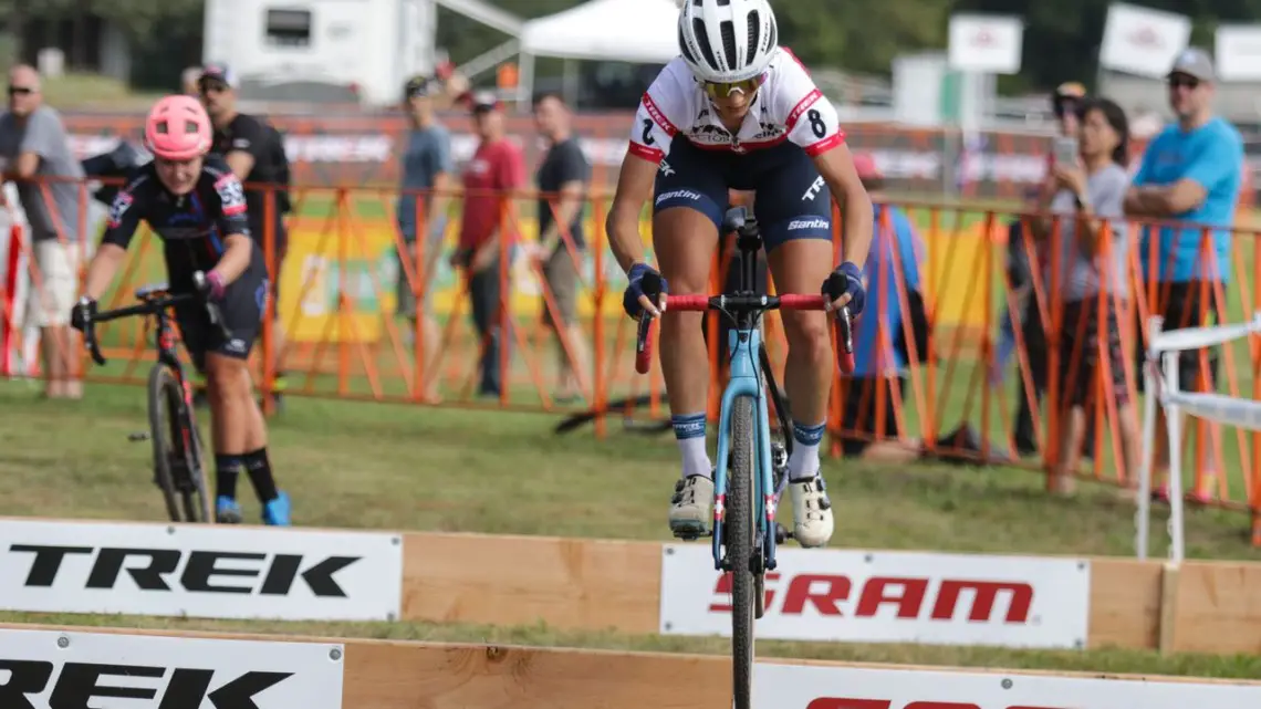 Jolanda Neff used her hopping to get away from the lead group. Elite Women, 2019 Trek CX Cup. © D. Mable / Cyclocross Magazine