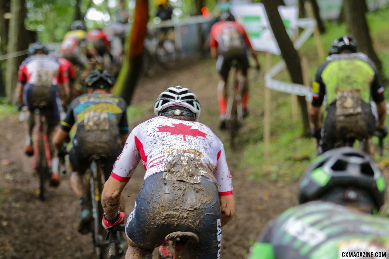 Michael van den Ham has had a Canadian Champ's kit to wear, and now he has a bike to match. . 2019 World Cup Waterloo, Elite Men. © D. Mable / Cyclocross Magazine