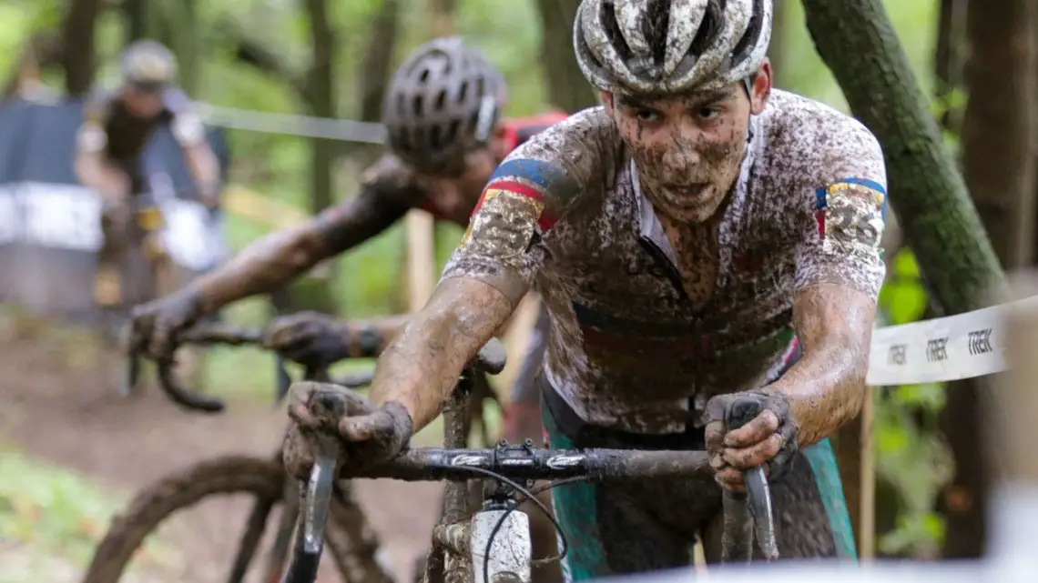 Curtis White had another top-20 finish, just behind Kerry Werner. 2019 World Cup Waterloo, Elite Men. © D. Mable / Cyclocross Magazine