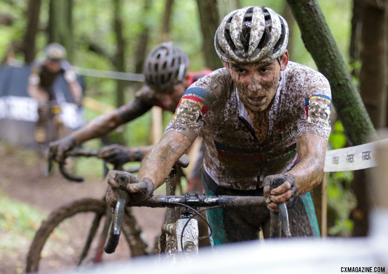 Curtis White had another top-20 finish, just behind Kerry Werner. 2019 World Cup Waterloo, Elite Men. © D. Mable / Cyclocross Magazine