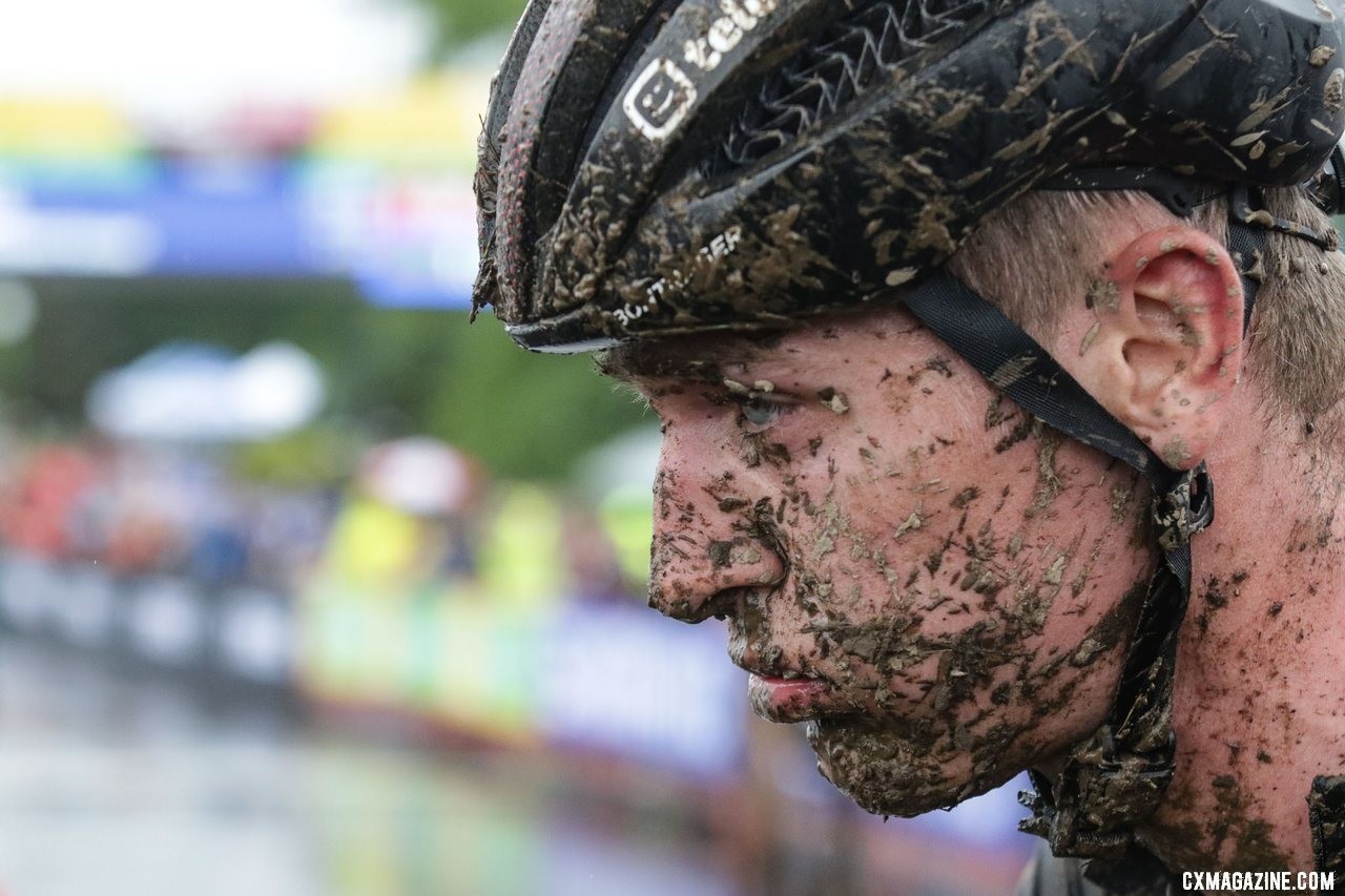 Some riders got the mud shower worse than others. Faces of the 2019 World Cup Waterloo. © D. Mable / Cyclocross Magazine