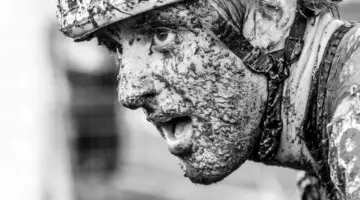Gage Hecht shows the effects of his day in the mud. Faces of the 2019 Trek CX Cup weekend. © D. Mable / Cyclocross Magazine