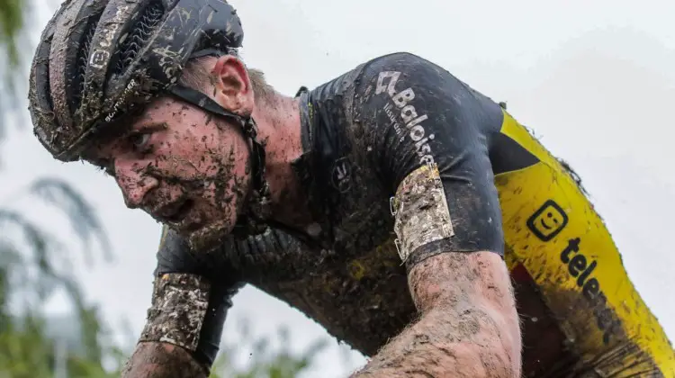 Toon Aerts gritted his way to a second-place finish in the World Cup. Faces of the 2019 World Cup Waterloo. © D. Mable / Cyclocross Magazine