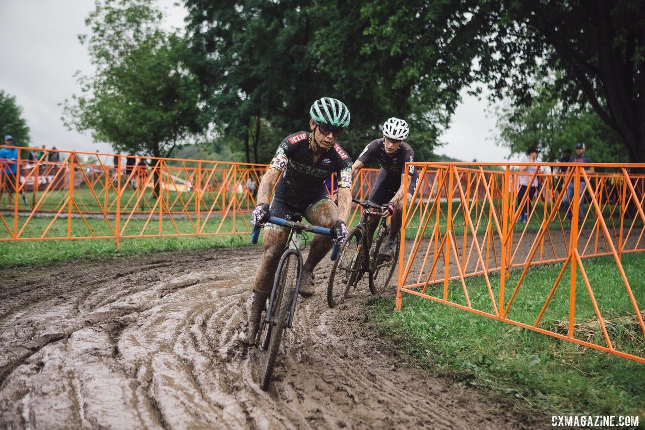 Caroline Nolan looks for traction in the slimy mud. Caroline Nolan World Cup Waterloo Rider Diary. © Balint Hamvas / Cyclephotos