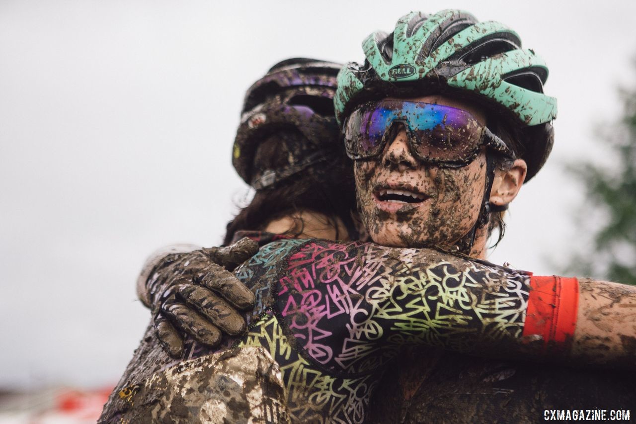 Riders were competitors on the course, but together in what they had gone through off. Caroline Nolan World Cup Waterloo Rider Diary. © Balint Hamvas / Cyclephotos