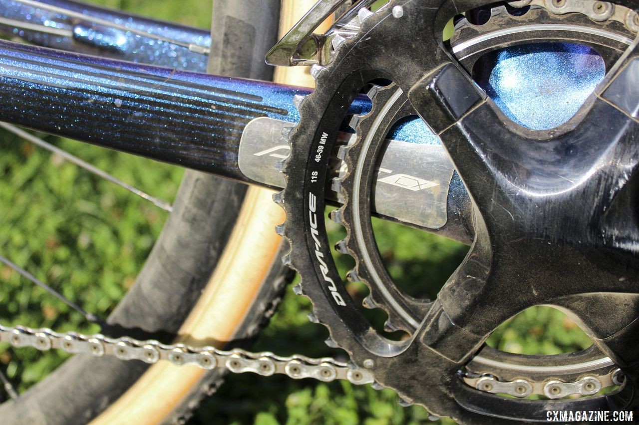 Baestaens ran pro-only 46/39t Dura-Ace chain rings. Vincent Baestaens Rochester Day 1 Winning Scott Addict CX. © Z. Schuster / Cyclocross Magazine