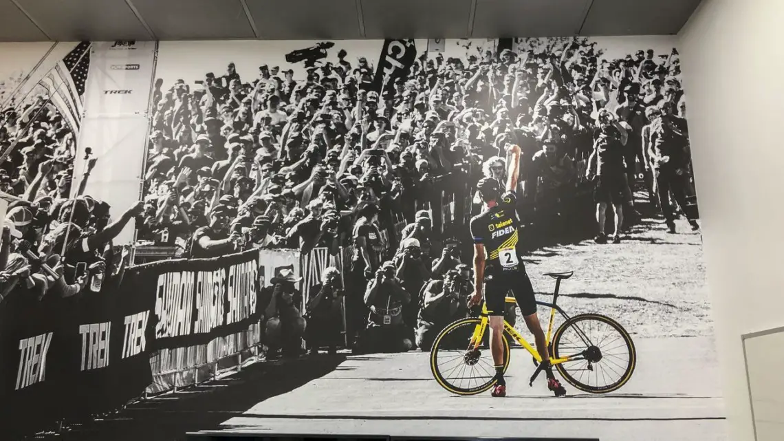 Robert Clarks iconic image graces cyclocross enthusiast Chad Brown's office wall.