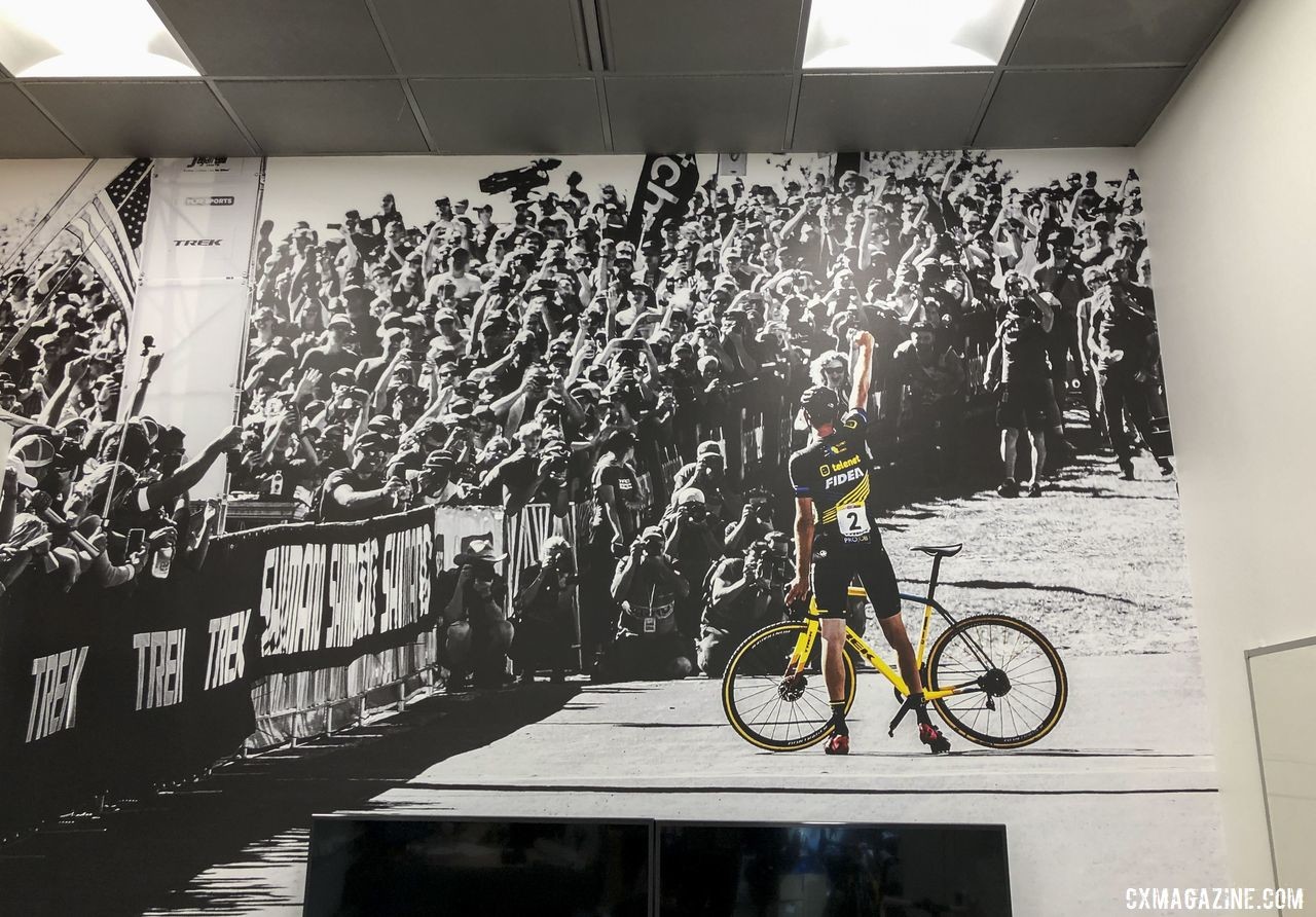 Robert Clarks iconic image graces cyclocross enthusiast Chad Brown's office wall.